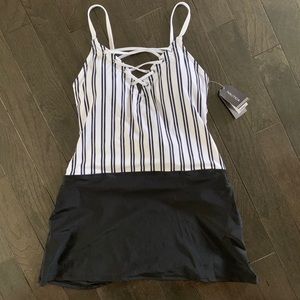 Nautica Dock Lines Stripped Swim Dress